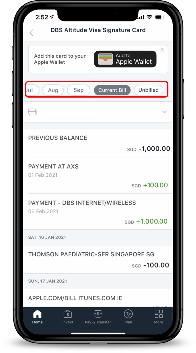 Check Credit Card Transaction Details POSB Singapore